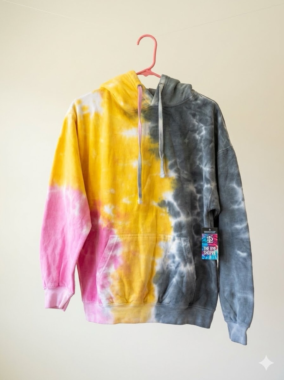 Tie-Dye Hoodie Jacket - Pink, Yellow & Gray Women's size medium